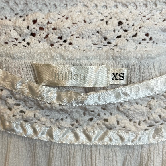 White Off the Shoulder Millau Flowy Blouse w Sleeves - XS - Picture 4 of 4